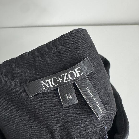 NIC+ZOE Pants Womens 14 Black Pull On Straight Slimming Trouser Office Travel - Picture 5 of 10